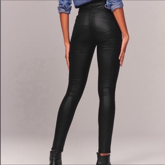 Abercrombie Faux Leather Skinny High Rise Jeans - Picture 2 of 4